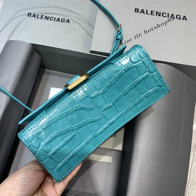 Balenciaga專櫃爆款mini號Hourglass手提肩背女包 巴黎世家亮藍色沙漏包 fyj1731